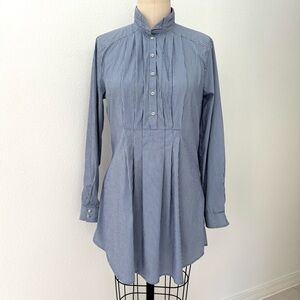 Zara Basics Striped Tunic Shirt Blue & White Edwardian Tuxedo Style M